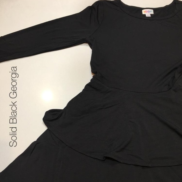 Lularoe Georgia Dress Solid Black Medium NWT - Picture 2 of 3